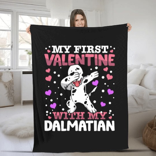 My First Valentine With My dalmatian Animal Heart Fleece Blankets