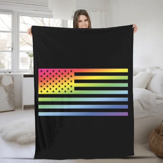 Stars And Stripes / Rainbow Flag (America) Fleece Blankets
