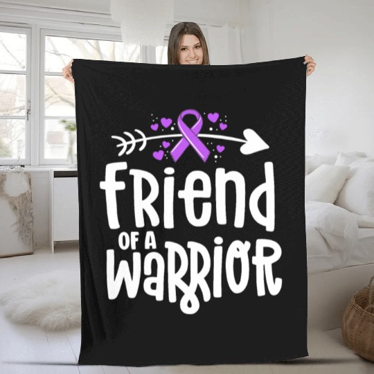 Friend Of A Warrior Purple Awareness Ribbon Fleece Blankets