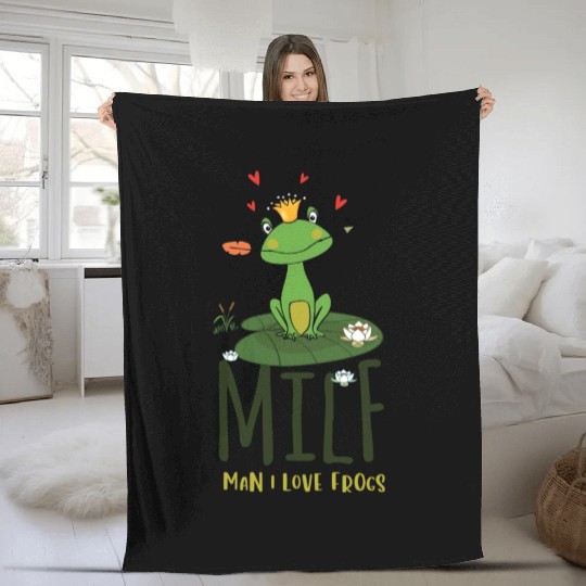 milf man i love frogs Fleece Blankets