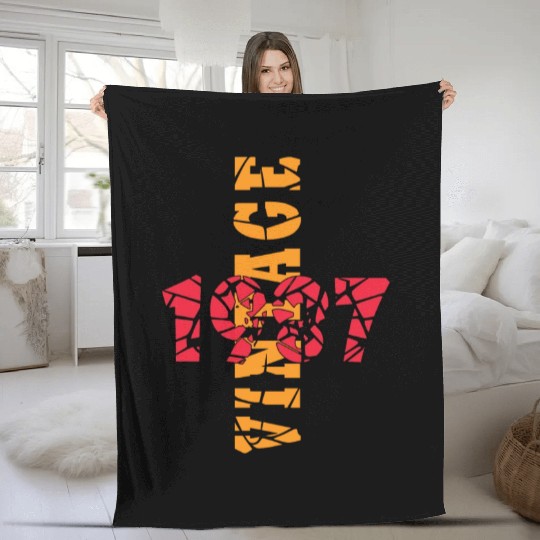 Retro Birthday Year Vintage 1987 Fleece Blankets