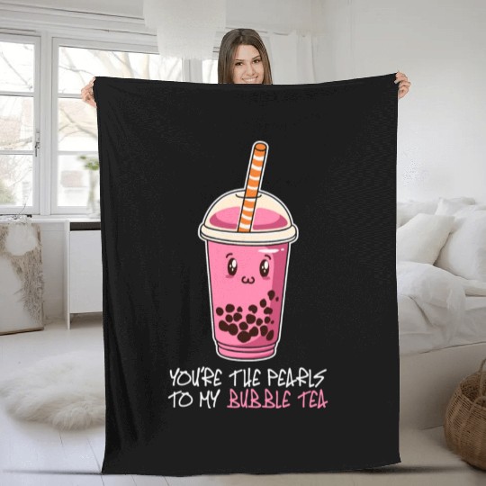 You're The Pearls To My bubble tea, drink boba tea Fleece Blankets
