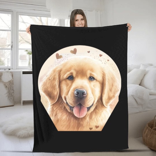 Golden Retriever Cute Flat-coated Retriever Golden Fleece Blankets
