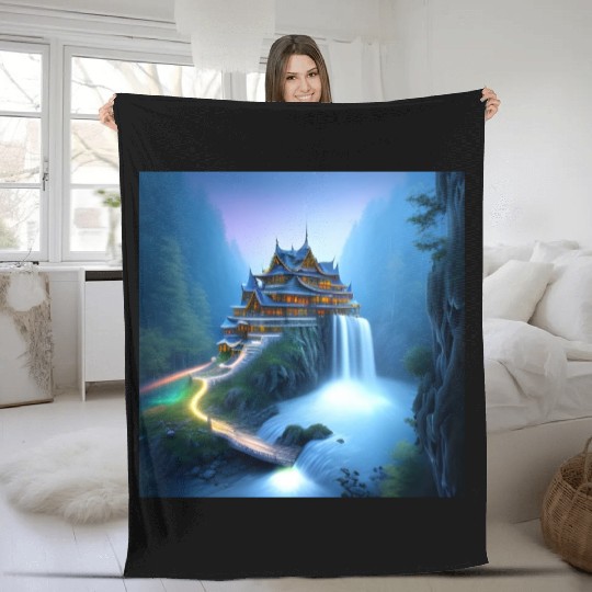 Small Lights Along a River Fleece Blankets