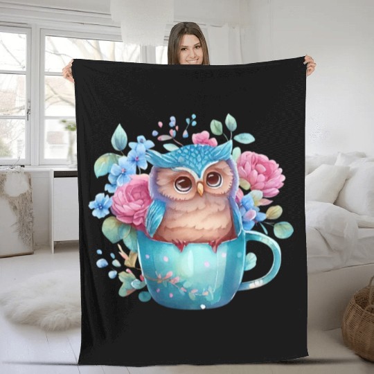 Owl Animal Cute Wild Bird Zoo Forest Nature Child Fleece Blankets