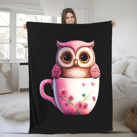 Owl Animal Cute Wild Bird Zoo Forest Nature Child Fleece Blankets