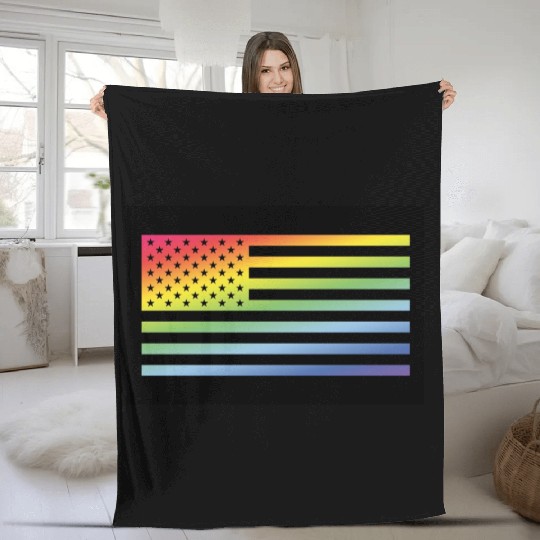 Stars And Stripes / Rainbow Flag (USA / Poster) Fleece Blankets