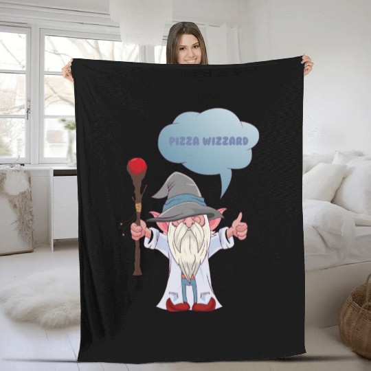 Cheer for the Wizard - Pizza Wizzard Fleece Blankets