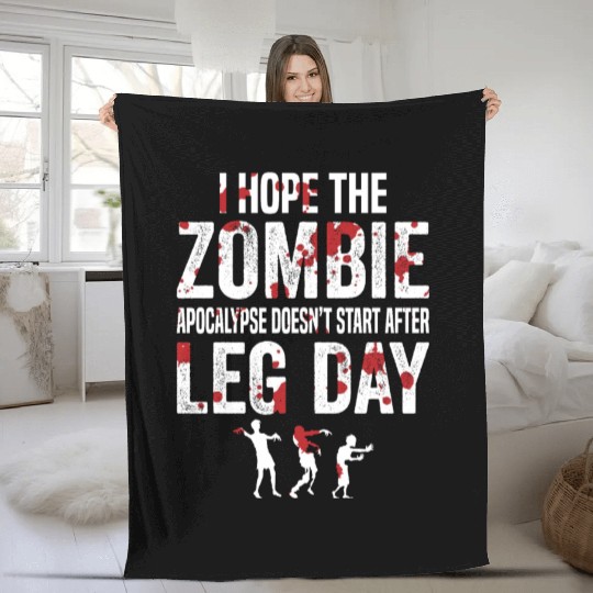 Funny Zombie Leg Day For Gym Lover Fleece Blankets