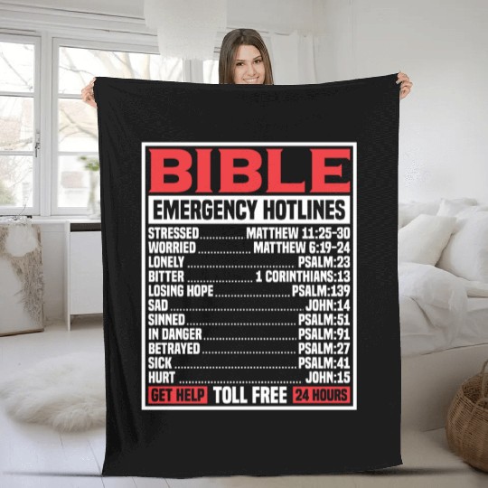 Bible Verse Emergency Numbers Christian Hotline Ps Fleece Blankets