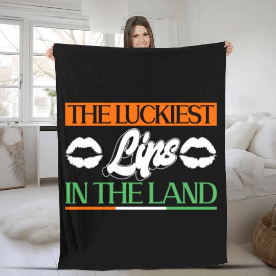 The Luckiest Lips In The Land - St Patricks Day Fleece Blankets