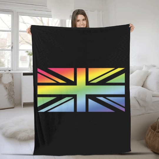 Union Jack / Rainbow Flag (Great Britain / UK) Fleece Blankets