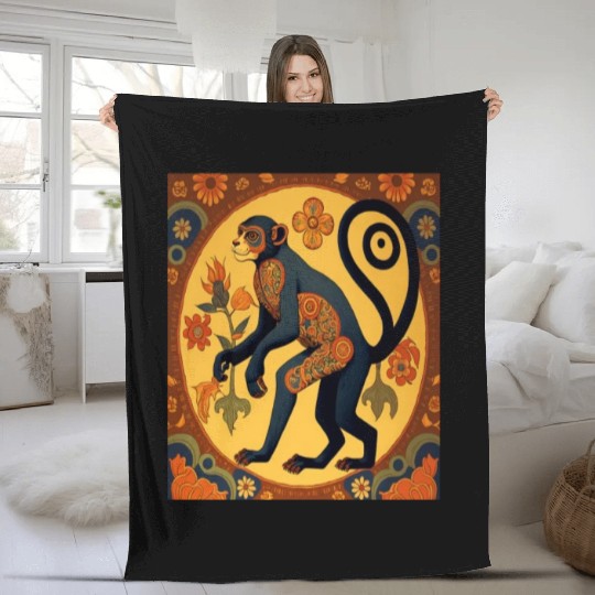 Cute Spider Monkey Animal Lovers Spider Monkey Fleece Blankets