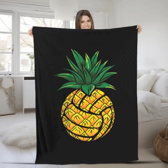 Funny Pineapple Volleyball Fleece Blankets