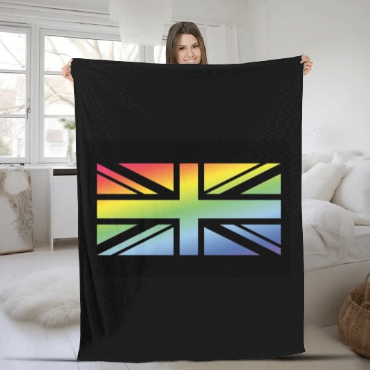 Union Jack / Rainbow Flag (Britain / UK / Poster) Fleece Blankets