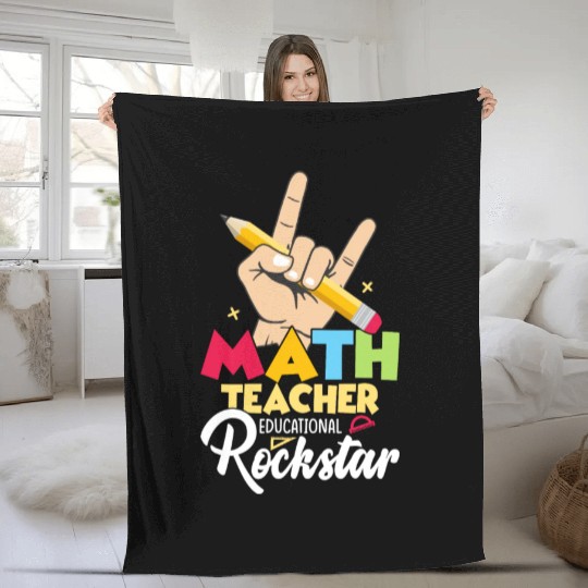 Math Teacher Educational Rockstar School Education Fleece Blankets