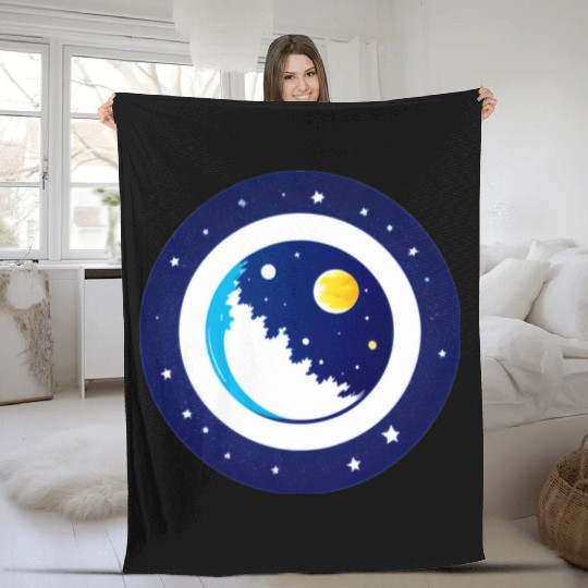 Sweet Cartoon Representation of Planet Earth 3 Fleece Blankets