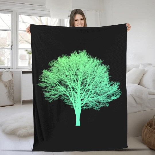 Green tree neon Fleece Blankets