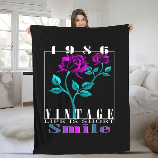 1986 Born Vintage Rose Gift Fleece Blankets