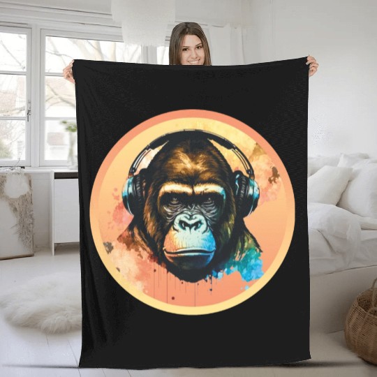 Gorilla DJ Beat Fleece Blankets