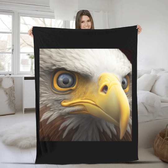bald eagle eyes hyper realistic hyper details Fleece Blankets