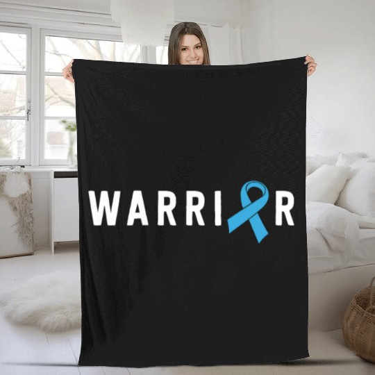 Prostate Cancer Warrior Light Blue Ribbon Dad Fleece Blankets