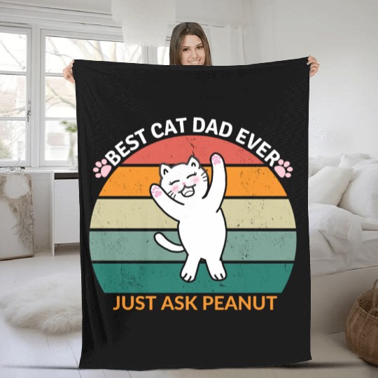 Peanut's Proud Cat Dad: The Best Dad Ever Fleece Blankets