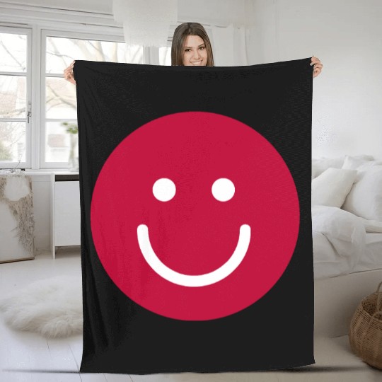 Flag of Japan with Smile face Fleece Blankets