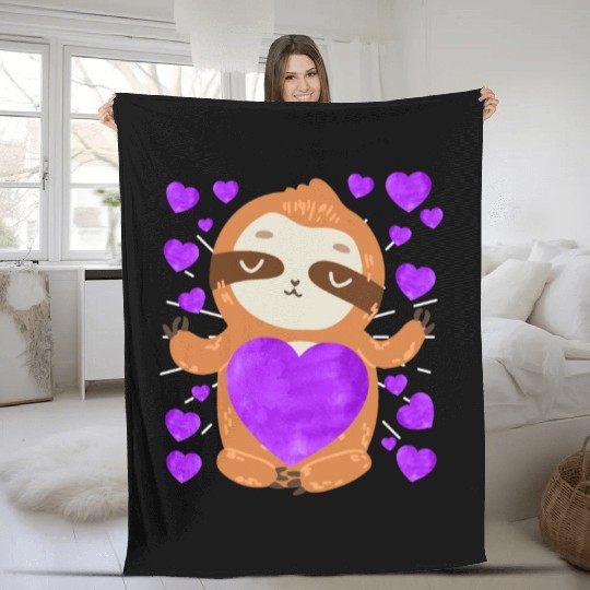 Couple love you my sloth Valentine's Day Fleece Blankets