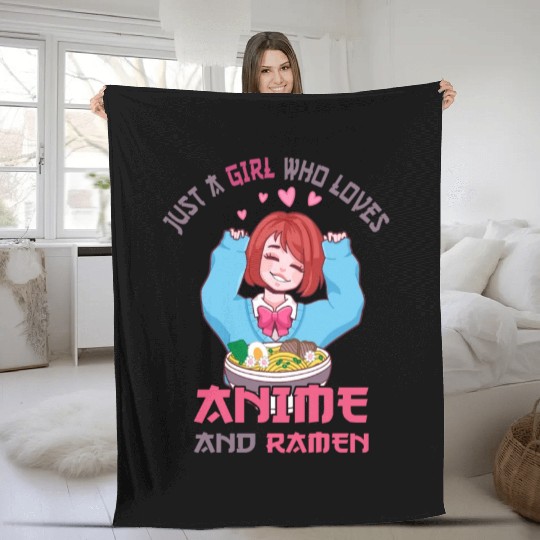 Just a girl who loves anime ramen Fleece Blankets