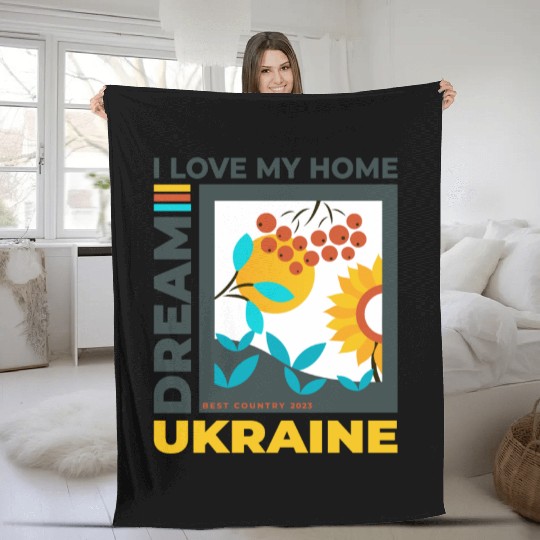 Print Ukraine sunflower Fleece Blankets