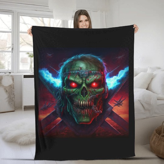 ZOMBIE IRON MAIDEN (version 14) Fleece Blankets