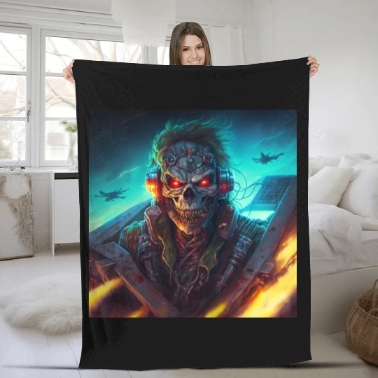 ZOMBIE IRON MAIDEN (version 13) Fleece Blankets