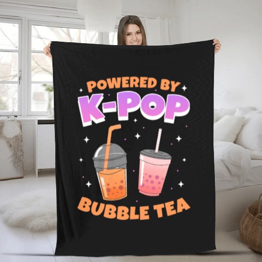 Powered By K-pop Bubble Tea Fleece Blankets