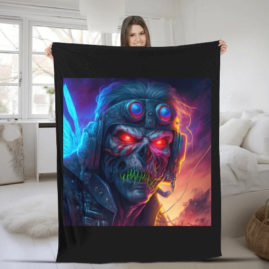 ZOMBIE IRON MAIDEN (version 9) Fleece Blankets