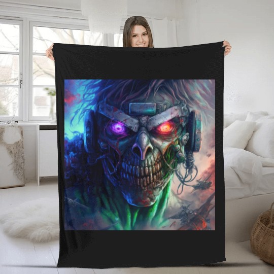 ZOMBIE IRON MAIDEN (version 12) Fleece Blankets
