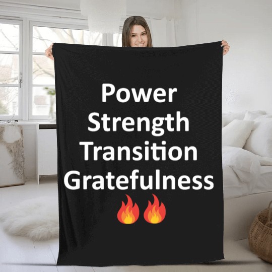 POWER STRENGTH TRANSITION GRATEFULNESS - WHITE Fleece Blankets