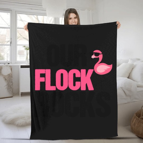 Our Flock Rocks Flamingo Mother's Day Teacher Gift Fleece Blankets