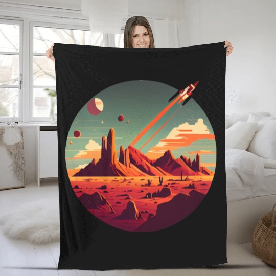 Vintage Space Science Mars Fiction Geek Solar Fleece Blankets
