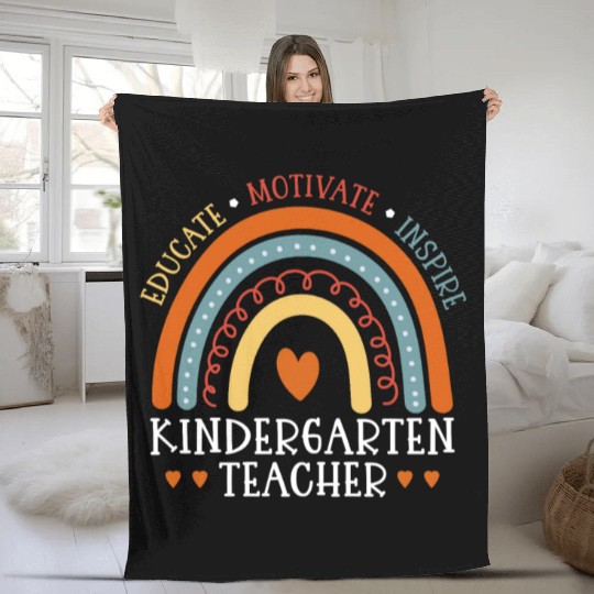 Educate Motivate Inspire Kindergarten Teacher Fleece Blankets
