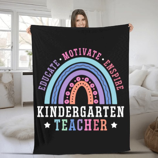 Educate Motivate Inspire Kindergarten Teacher Fleece Blankets