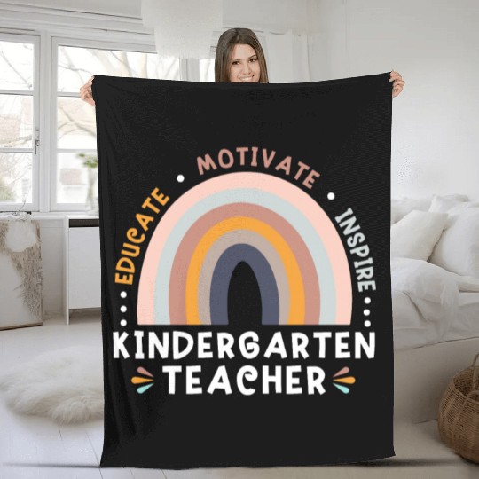 Educate Motivate Inspire Kindergarten Teacher Fleece Blankets