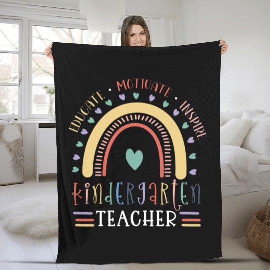 Educate Motivate Inspire Kindergarten Teacher Fleece Blankets