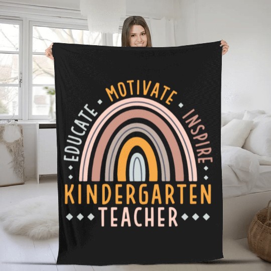 Educate Motivate Inspire Kindergarten Teacher Fleece Blankets