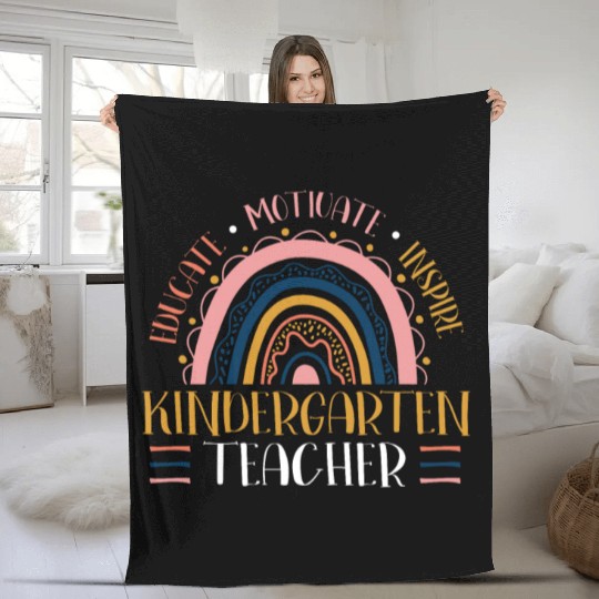 Educate Motivate Inspire Kindergarten Teacher Fleece Blankets