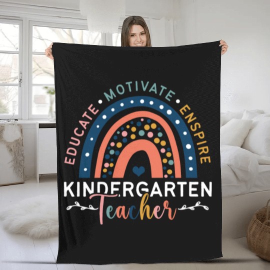 Educate Motivate Inspire Kindergarten Teacher Fleece Blankets