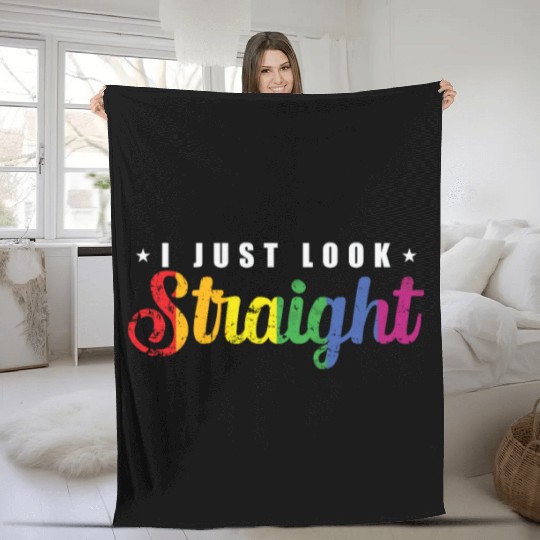 I just look straight LGBT Rainbow Pride Fleece Blankets
