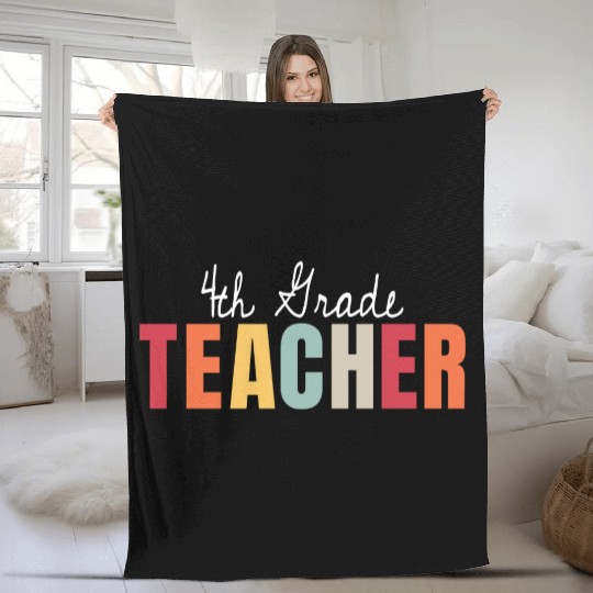 4th Grade Teacher Back To School First Day Fleece Blankets