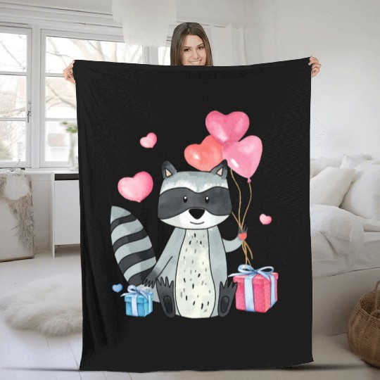 Raccoon Valentine Gift Raccoon Owner Trash Panda Fleece Blankets