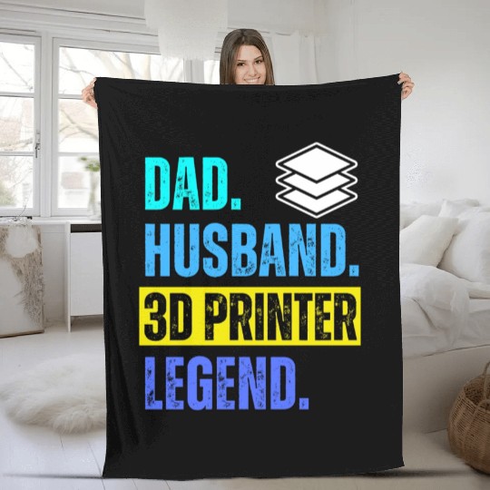 Dad Husband 3D Printer Legend Fleece Blankets